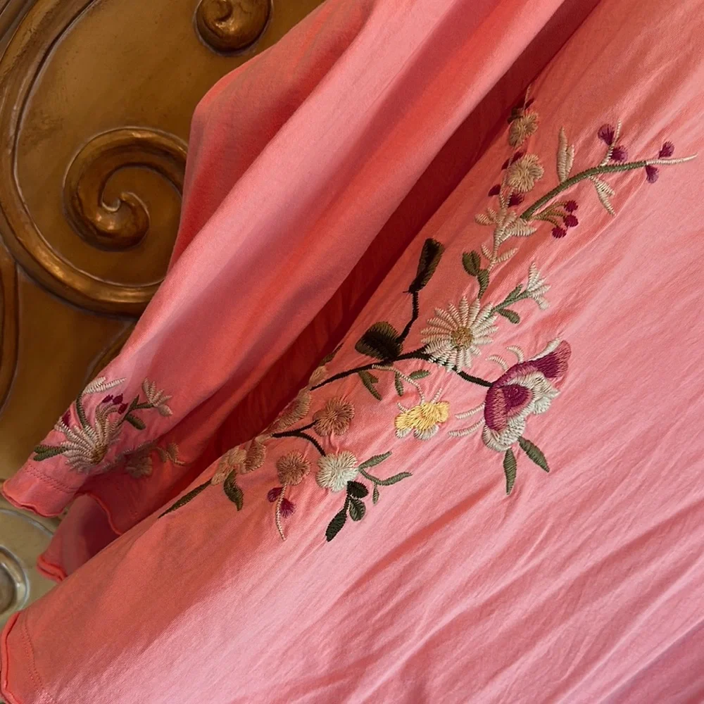 Johnny Was peachy Pink Embroidered Tee - Picture 7 of 11
